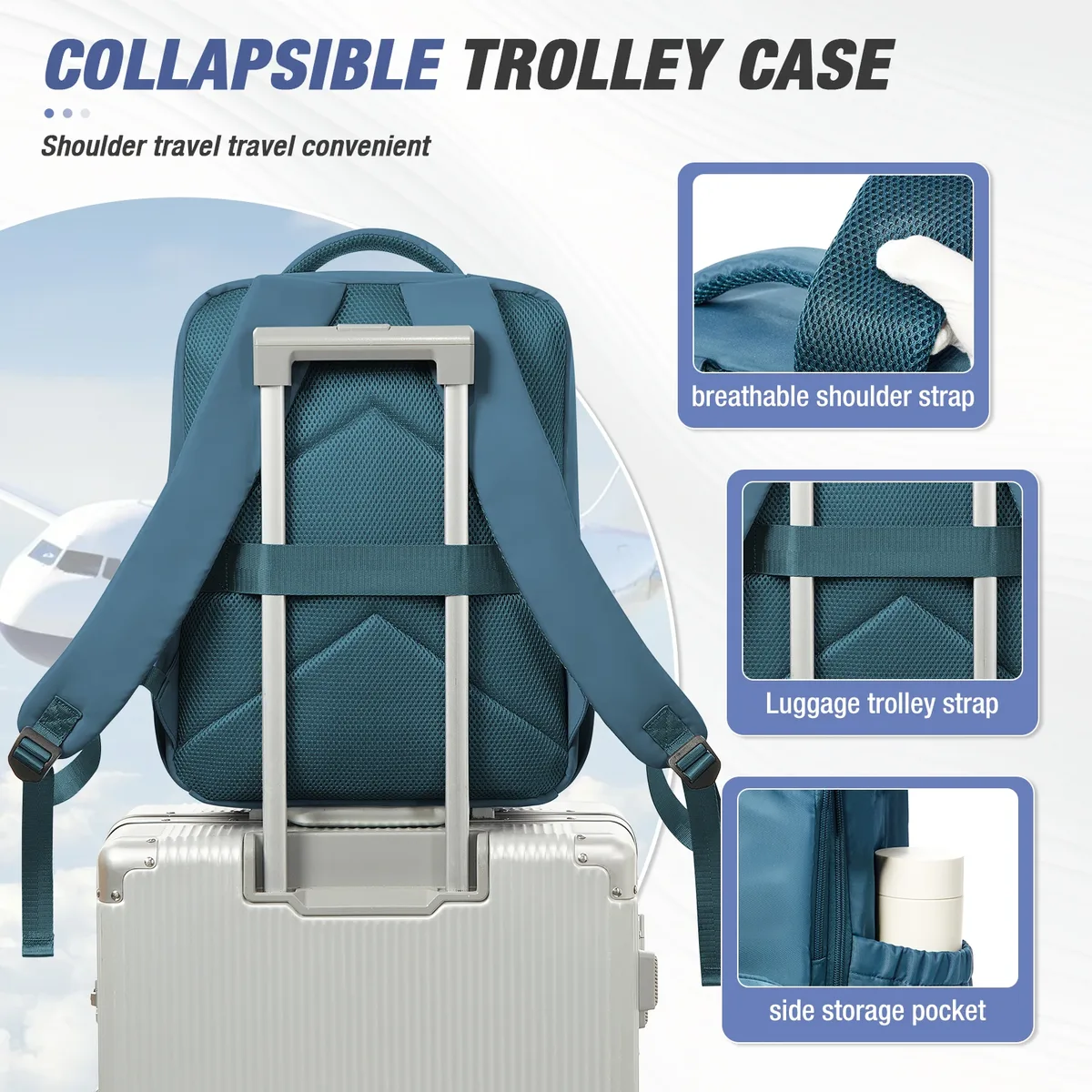 ryanair airlines sac de cabine sous siège 40x30x20 sac polochon de voyage bagage à main sac de voyage pour femmes hommes, sac à dos sous vide