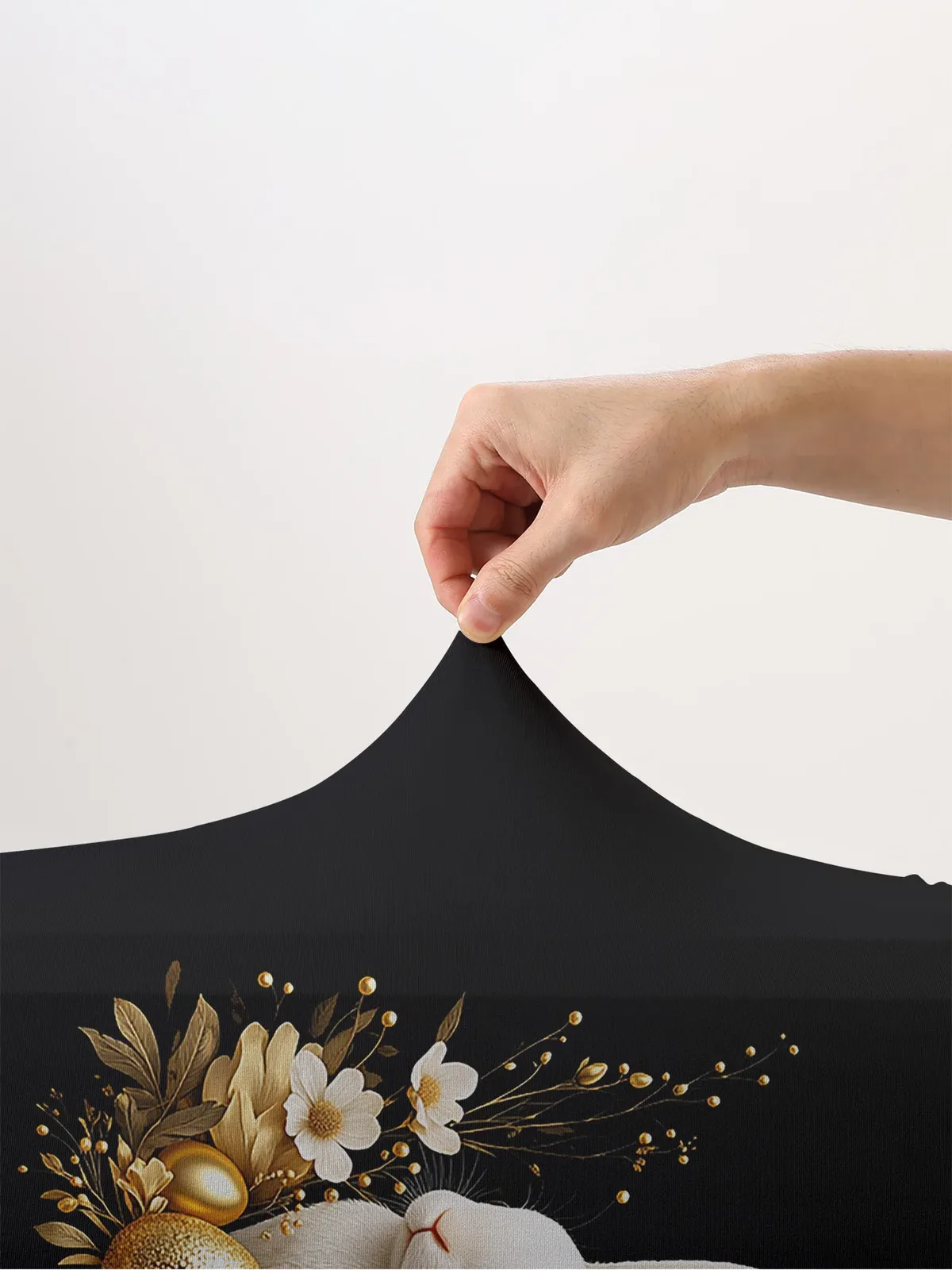housse de bagage en forme de lapin blanc et de fleur, motif œuf d'or de pâques, convient aux bagages de 18 à 32 pouces, protège-poignée de bagage, accessoires de voyage