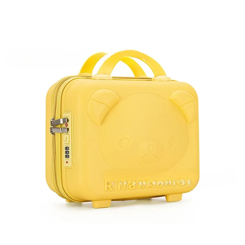 trousse de maquillage tête d'ours, boîte à mot de passe pp, valise de 14 pouces, bagage de dessin animé, cadeau de compagnon de mariage, rangement portable, étui de voyage