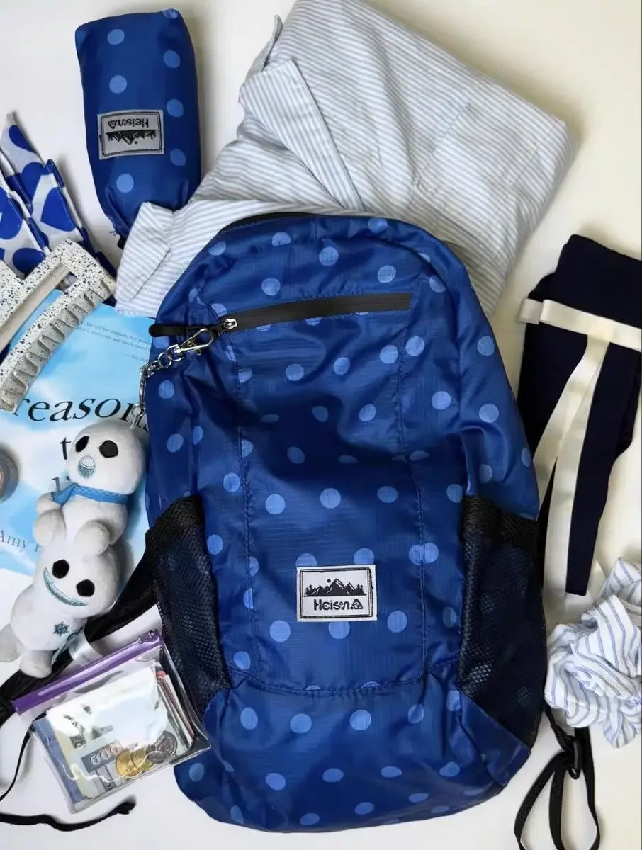 sac à dos en nylon à pois 2026, nouveau sac à dos ultraléger d'été grande capacité, sac à dos coréen tendance