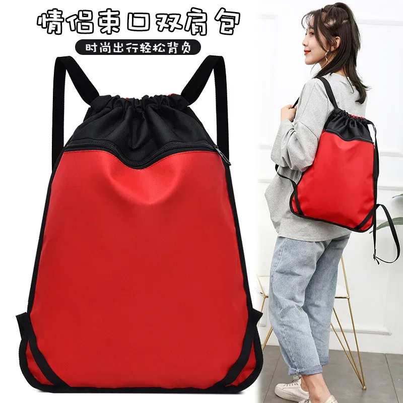 sac à dos de sport de voyage avec logo personnalisé, sac de grande capacité, sac à dos d'extérieur à cordon de serrage, sacs de fitness d'entraînement pour hommes et femmes