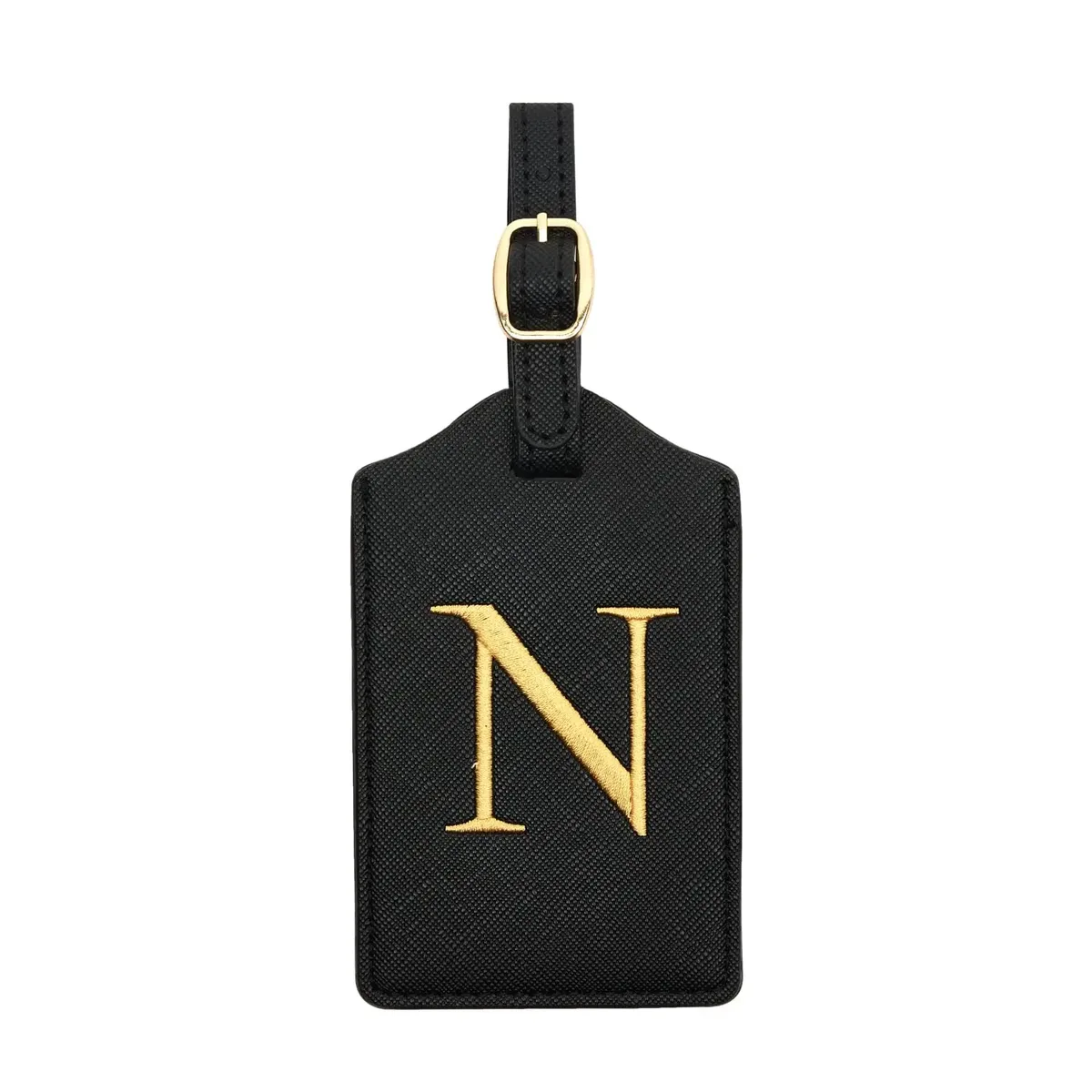 étiquette de bagage en cuir pu pour voyage-étiquette d'identification de valise durable avec couverture de confidentialité et fente pour carte nominative (a-z) liu