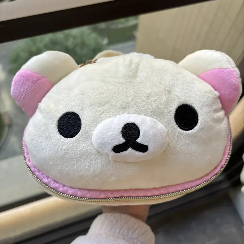 rilakkuma korilakkuma sac de maquillage en peluche boîte organisateur de rangement ours de dessin animé kawaii mignon voyage sac cosmétique pochette trousse de toilette