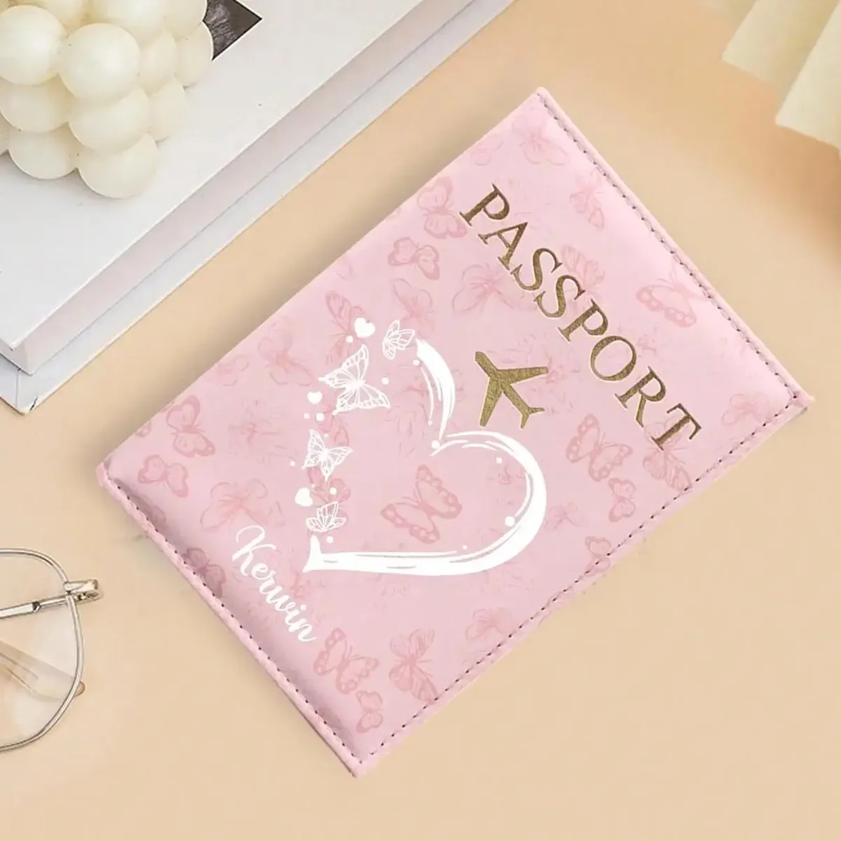 porte-passeport personnalisé avec un motif papillon, un organiseur de documents de voyage et un porte-cartes adapté aux hommes et aux femmes