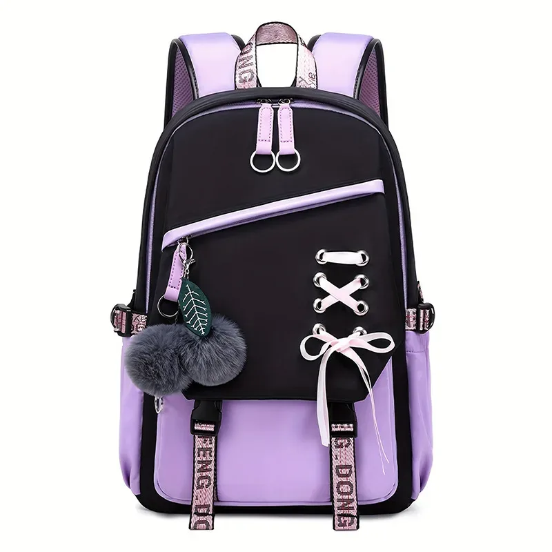 sac à dos mignon et élégant pour étudiant, sac d'école multi-poches, sac à livres grande capacité, sac de voyage quotidien décontracté, sac léger pour l'extérieur