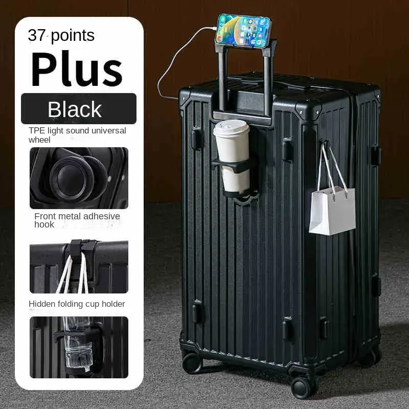 valise multifonctionnelle grande capacité 30 pouces, cadre en aluminium robuste et épaissi, valise de voyage à roulettes, bagage extra large