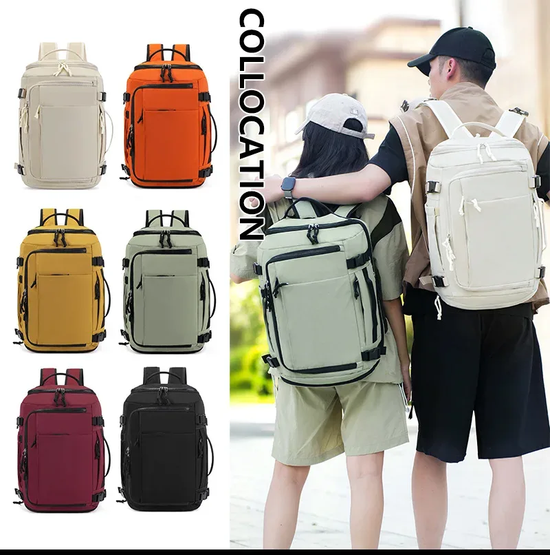sac de voyage pour hommes et femmes, sac à dos de fitness multifonction de grande capacité avec rangement de chaussures, séparation sèche et humide, cartable étanche