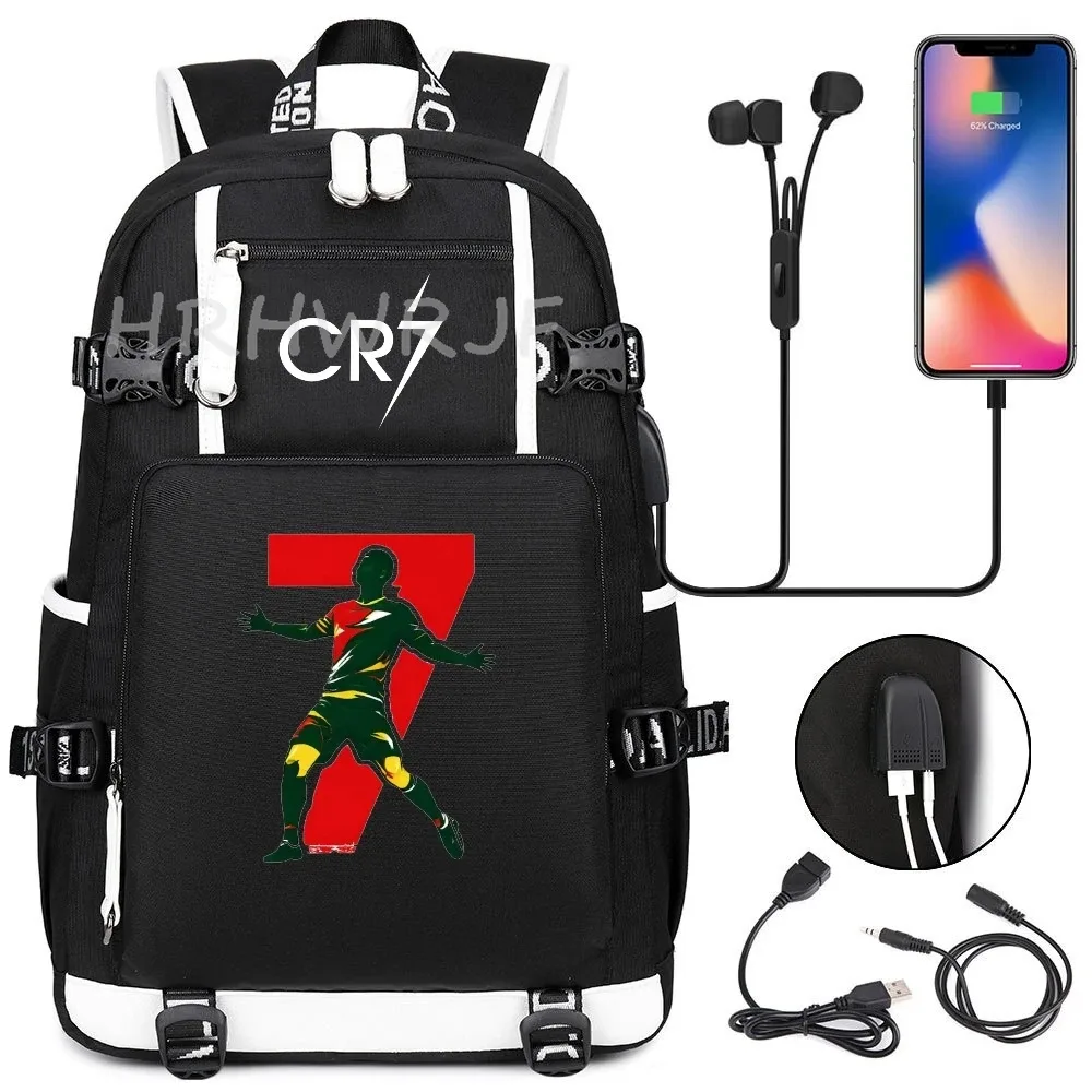 sac à dos camouflage cr7 pour ordinateur portable, sac à dos de randonnée, sacs d'école de 18 pouces, sacs d'école imperméables usb de grande capacité, sac à dos mochilas