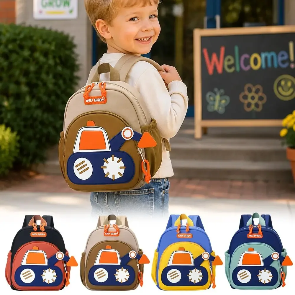 Mini sac à dos pour tout-petits garçons, résistant à l'eau, pour soulager le fardeau, sac à dos pour enfants, résistant à l'usure, avec des excavatrices de dessin animé