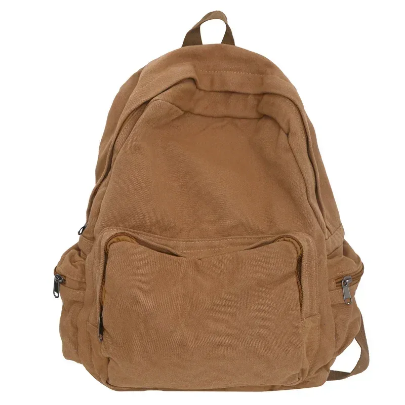 sac à dos vintage en toile délavée pour femmes, grande capacité, sacs d'école de loisirs pour étudiants, sacs à dos de voyage simples et solides, sac à livres féminin