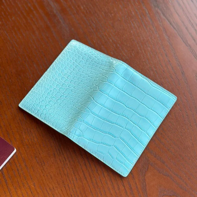 porte-passeport en cuir véritable à motif crocodile, mode haut de gamme, en cuir de vachette première couche, multifonctionnel, porte-cartes d'identité et de passeport