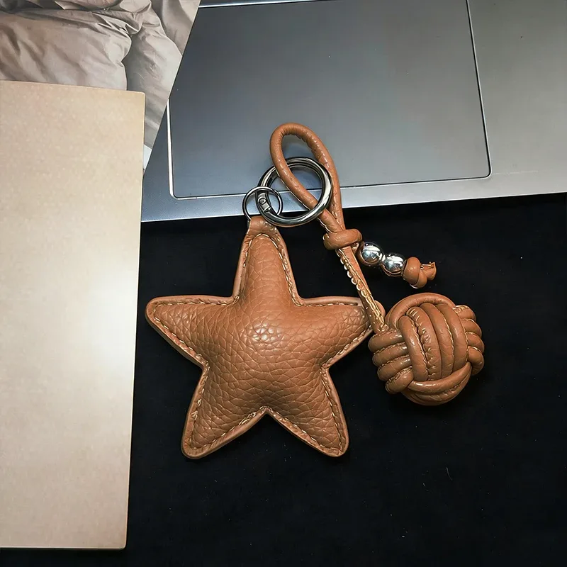 porte-clés tressé étoile pour femme, breloque de sac à main tendance, accessoire de sac personnalisé diy, petit cadeau, porte-clés pour sacs bandoulière