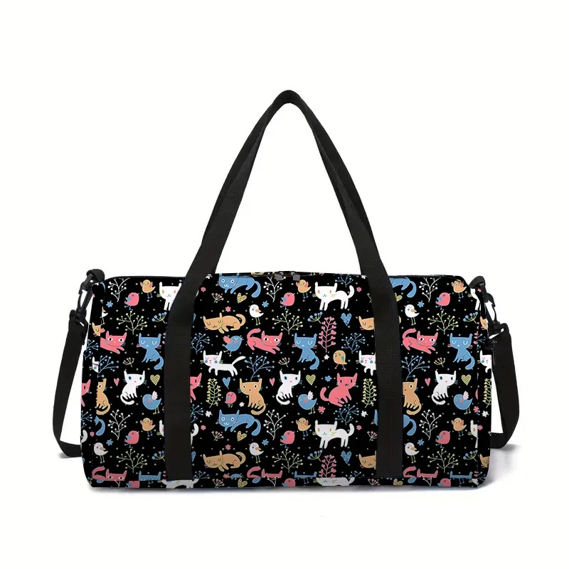 sac de voyage à grande capacité avec tête de chat de dessin animé pour garçons et filles, meilleurs cadeaux, sac de voyage plat 2d de dessin animé, sac à main pour enfants