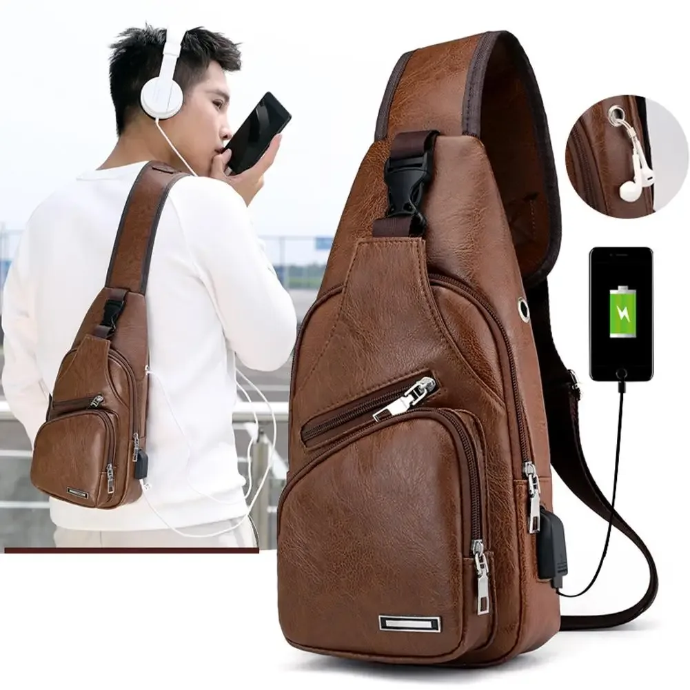 sac de poitrine de chargement usb pour hommes, sac à bandoulière de voyage, sac de messager masculin, sac de poitrine en cuir, sac à bandoulière de randonnée, p7i1