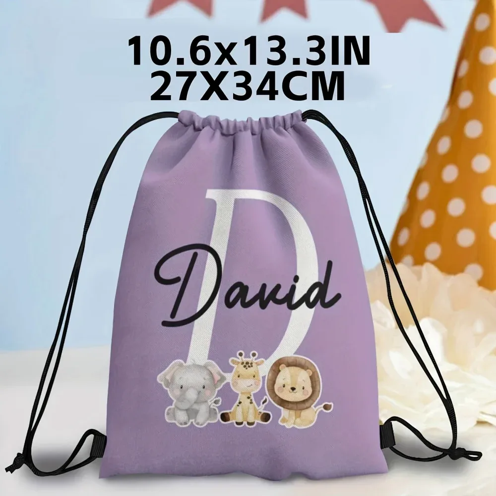 1 sac à dos à cordon personnalisé sur le thème des animaux mignons, 12 options de couleurs au choix, personnalisation du nom.