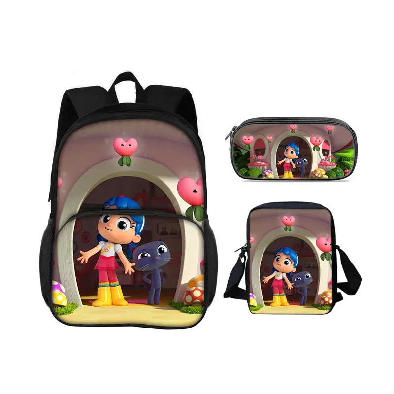 sac à dos true and the rainbow kingdom avec patch rond, trousse à crayons, sac à bandoulière, ensemble de 3 pièces, imprimé dessin animé, sac à dos pour élèves de maternelle