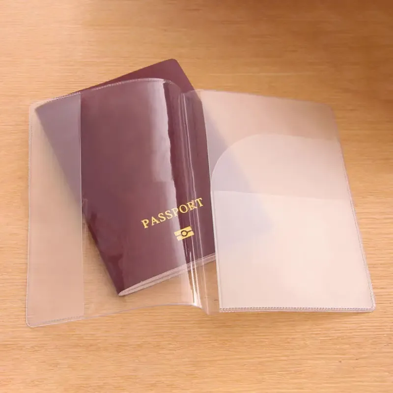 6PCS Housse de protection pour passeport transparente givrée, étui pour documents imperméable en PVC
