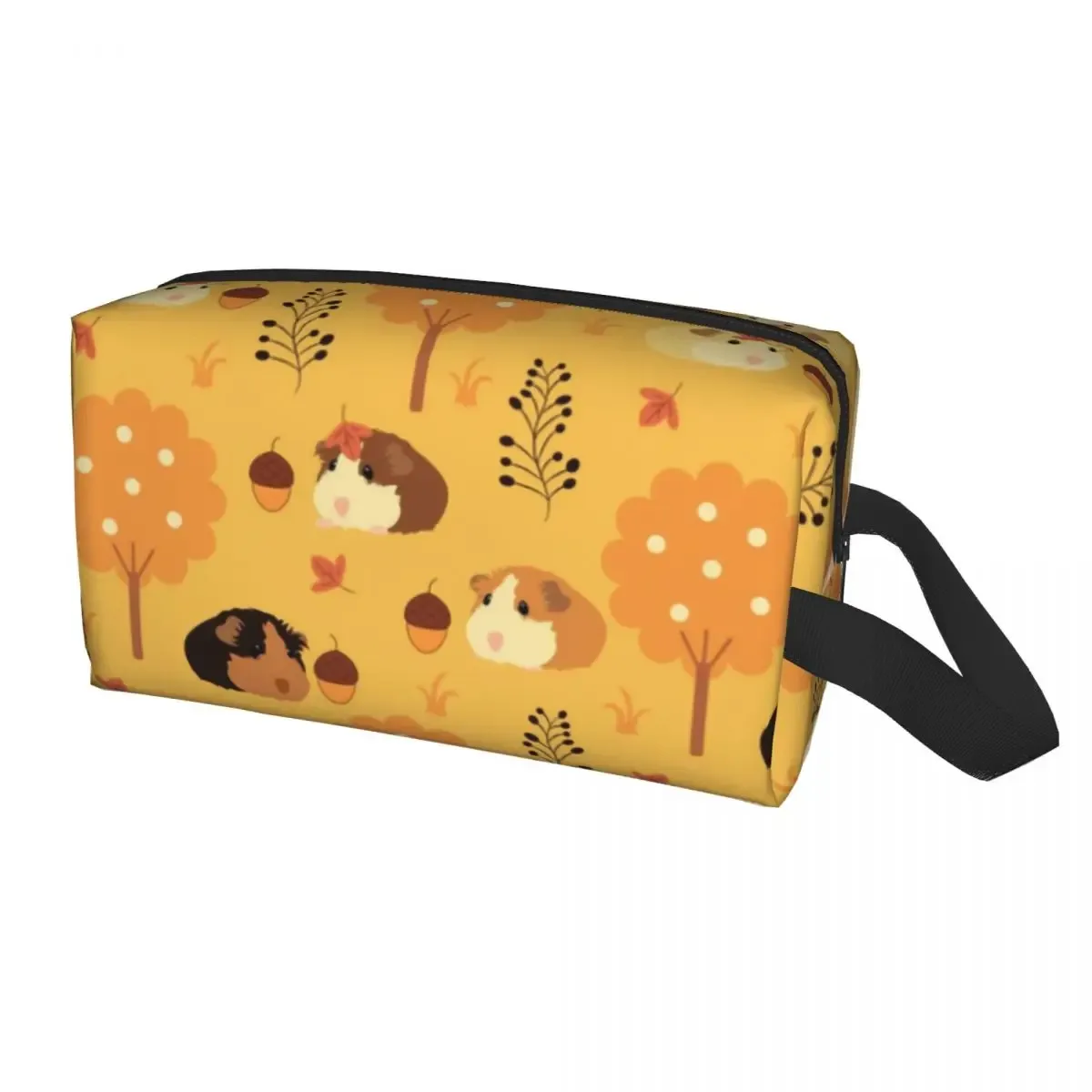 trousse de maquillage personnalisée cochon d'inde et fleurs pour femme, trousse de toilette de voyage cosmétique, rangement animal kawaii