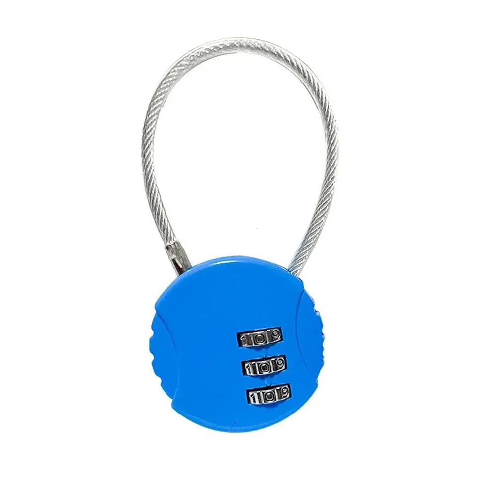 serrure à combinaison ronde en câble métallique d'acier, pour bagages, sacs, sacs à dos, étuis à poignées, mini cadenas à combinaison à trois chiffres