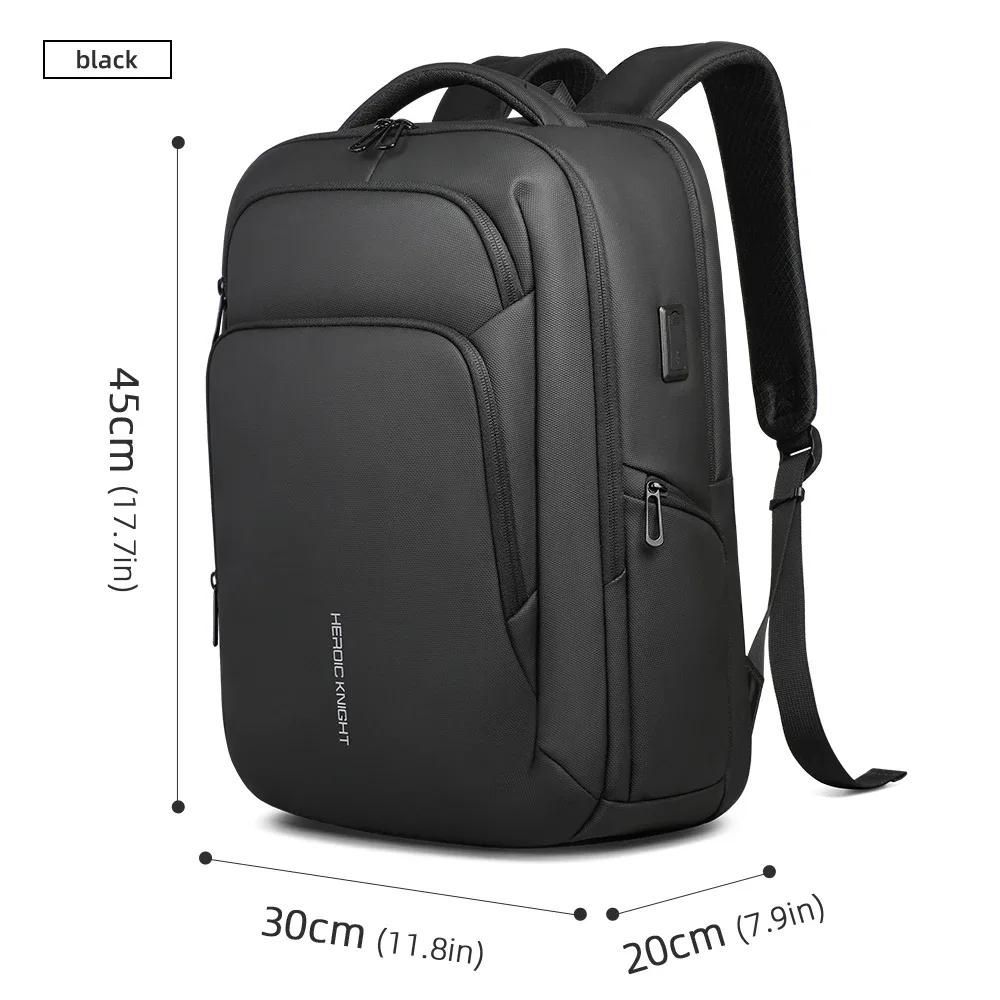 hk sac à dos d'affaires multifonctionnel hommes sac à dos de voyage de grande capacité étanche 17.3 "sac pour ordinateur portable avec usb sac à dos de travail de bureau