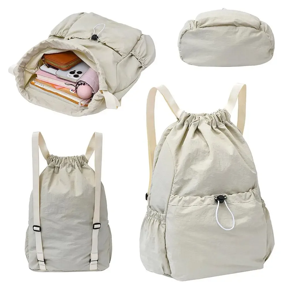 sac à dos léger à cordon de serrage, pliable, style coréen, grande capacité, sac à dos décontracté pour les déplacements en plein air, sac à bandoulière de voyage