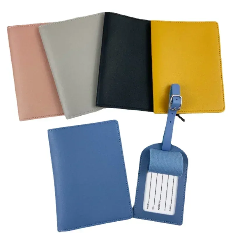 couverture de passeport de voyage en pu, étiquettes de bagages, cadeau d'affaires pour fête de mariage, porte-billet, étui porte-passeport, ensemble d'accessoires de voyage
