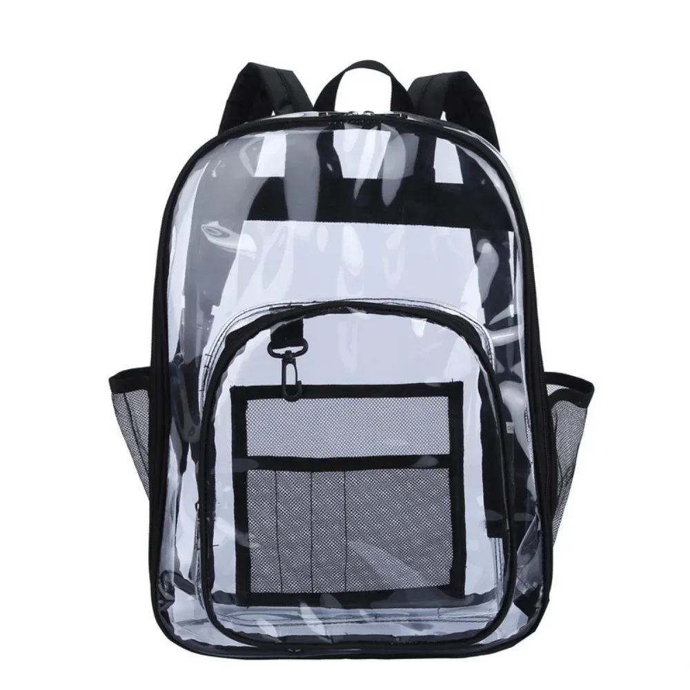 sac à dos transparent en pvc, étanche, grande capacité, sac d'école pour étudiants, multi-poches, sac à bandoulière transparent de style coréen, voyage