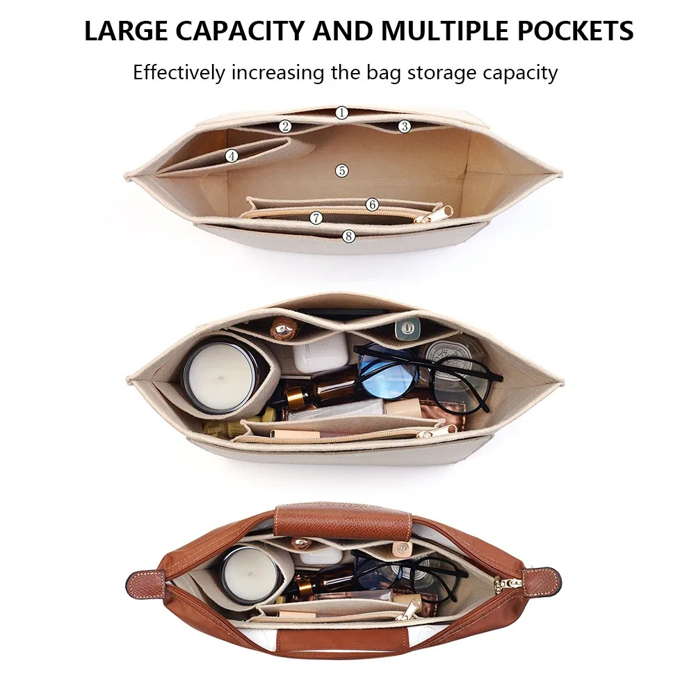 organisateur de sac pour longchamp, petit fourre-tout, rangement et finition de sac timide, doublure de sac intérieur