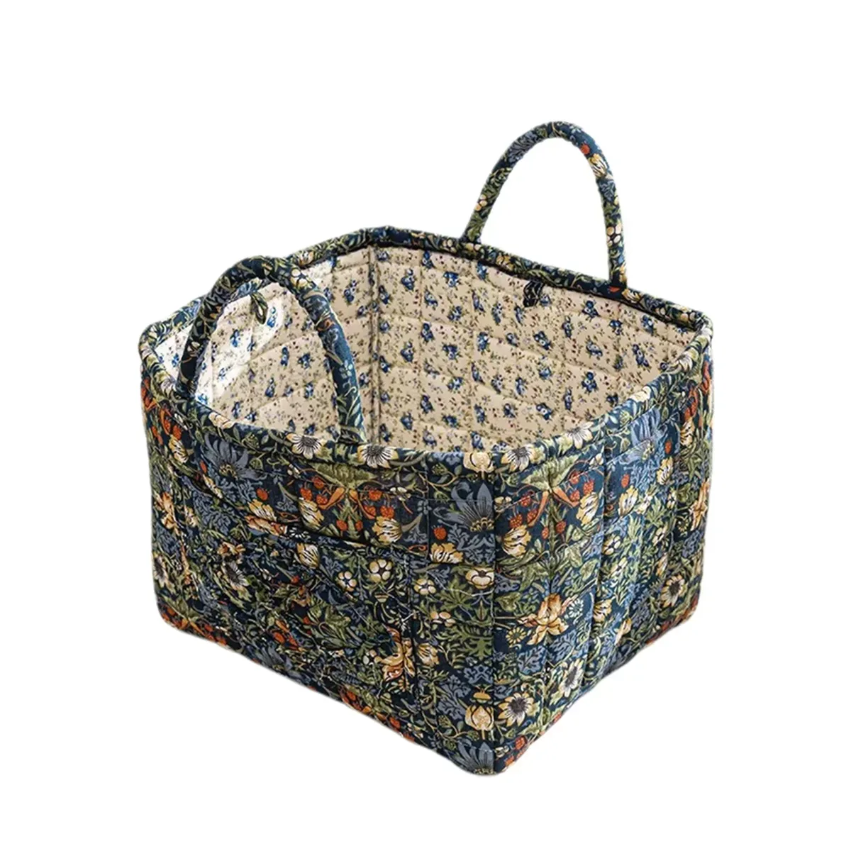 panier de rangement à motifs floraux pour femmes, paniers à linge doux en tissu de grande capacité avec poignées faciles à transporter, sac fourre-tout de voyage