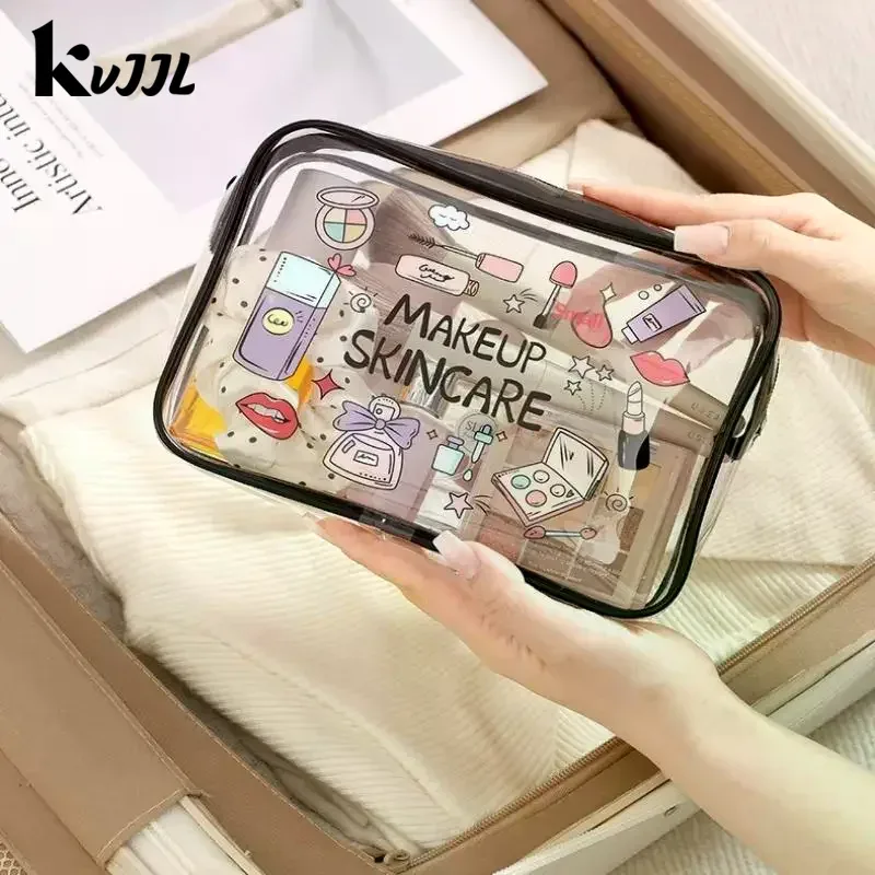 trousse à cosmétiques zippée en pvc, trousse de toilette transparente pour femmes et filles, organisateur de v
