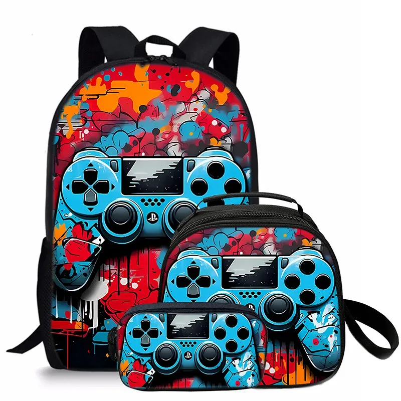 tapis de jeu tendance et populaire, imprimé en 3d, 3 pièces/ensemble, sacs d'école pour étudiants, sac à dos de voyage pour carnet de notes, sac à déjeuner à bandoulière, trousse à crayons