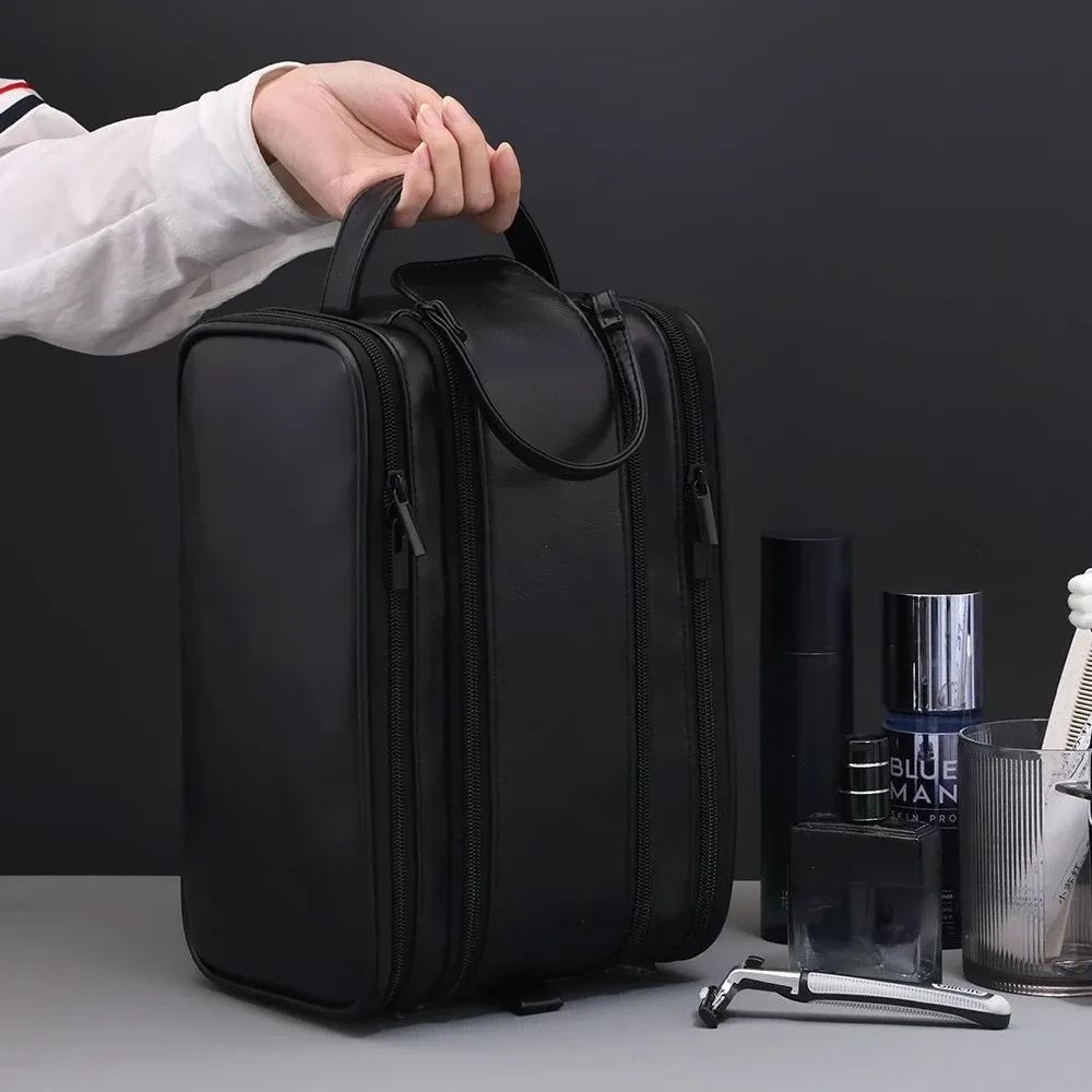 trousse de toilette multi-poches en pu pour femmes et hommes, sacs de voyage essentiels, sacs de maquillage, sac suspendu étanche, sac de rangement pour cosmétiques et articles de toilette