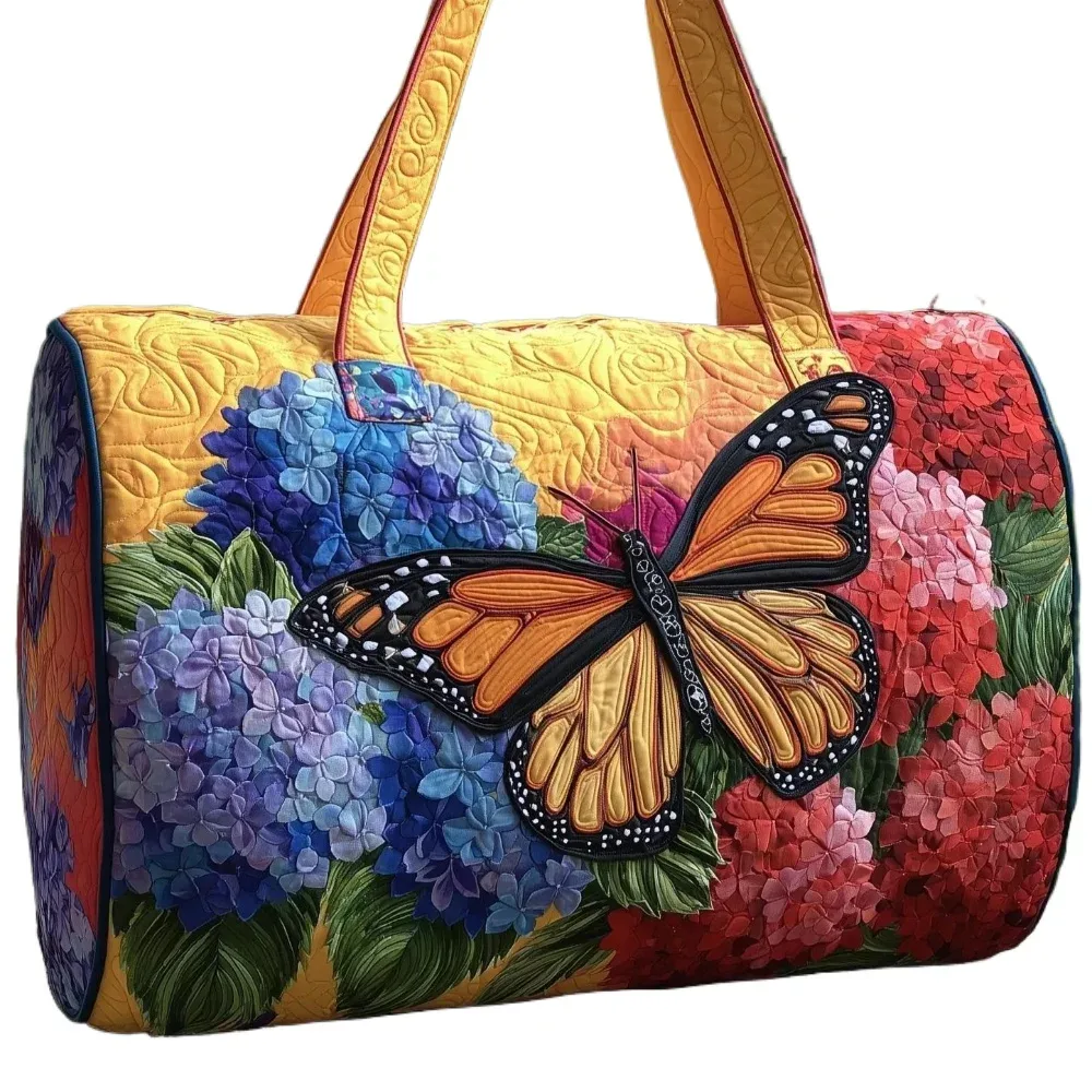sac de voyage matelassé 3d pour femmes, sac à main léger en forme de tournesol et d'hortensia, sac à bandoulière tendance pour les voyages de week-end et la plage