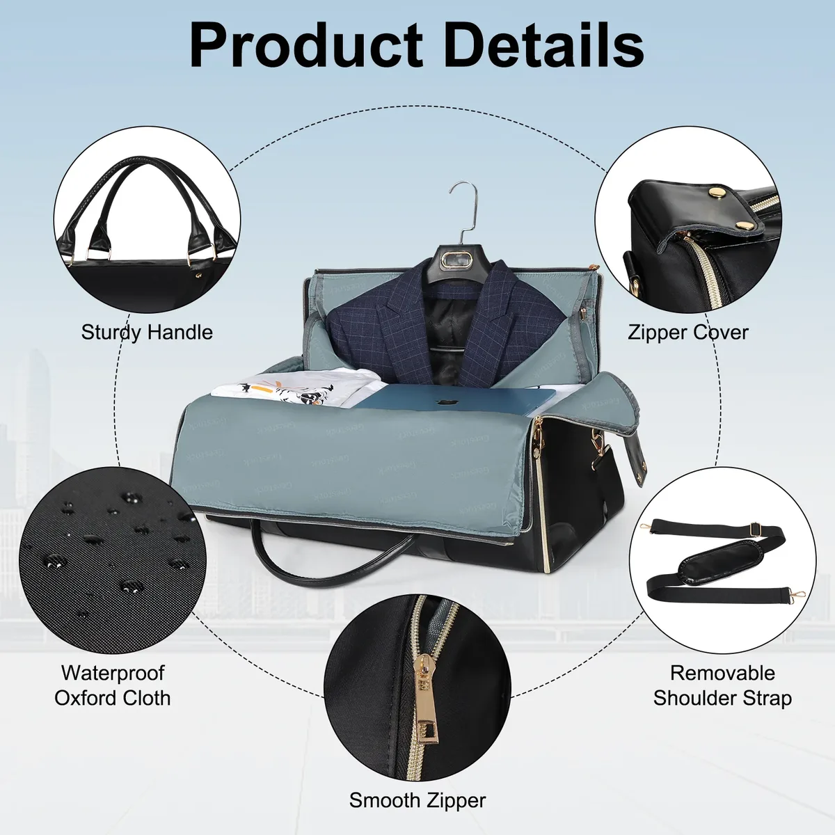 sac de rangement de costume pliant de grande capacité, bagage étanche en cuir pu avec bandoulière, valise de voyage pour voyages d'affaires