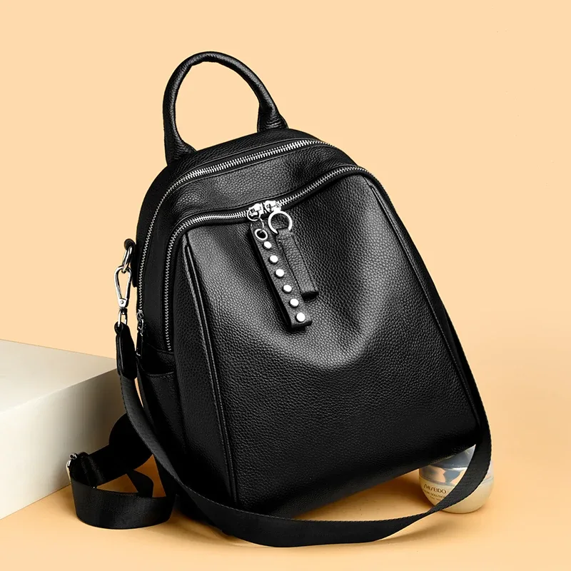 sac à dos en cuir véritable pour femmes, sac à dos décontracté pour filles, sac à dos pour dames, sacs à dos de voyage de grande capacité, sacs à dos en peau de vache