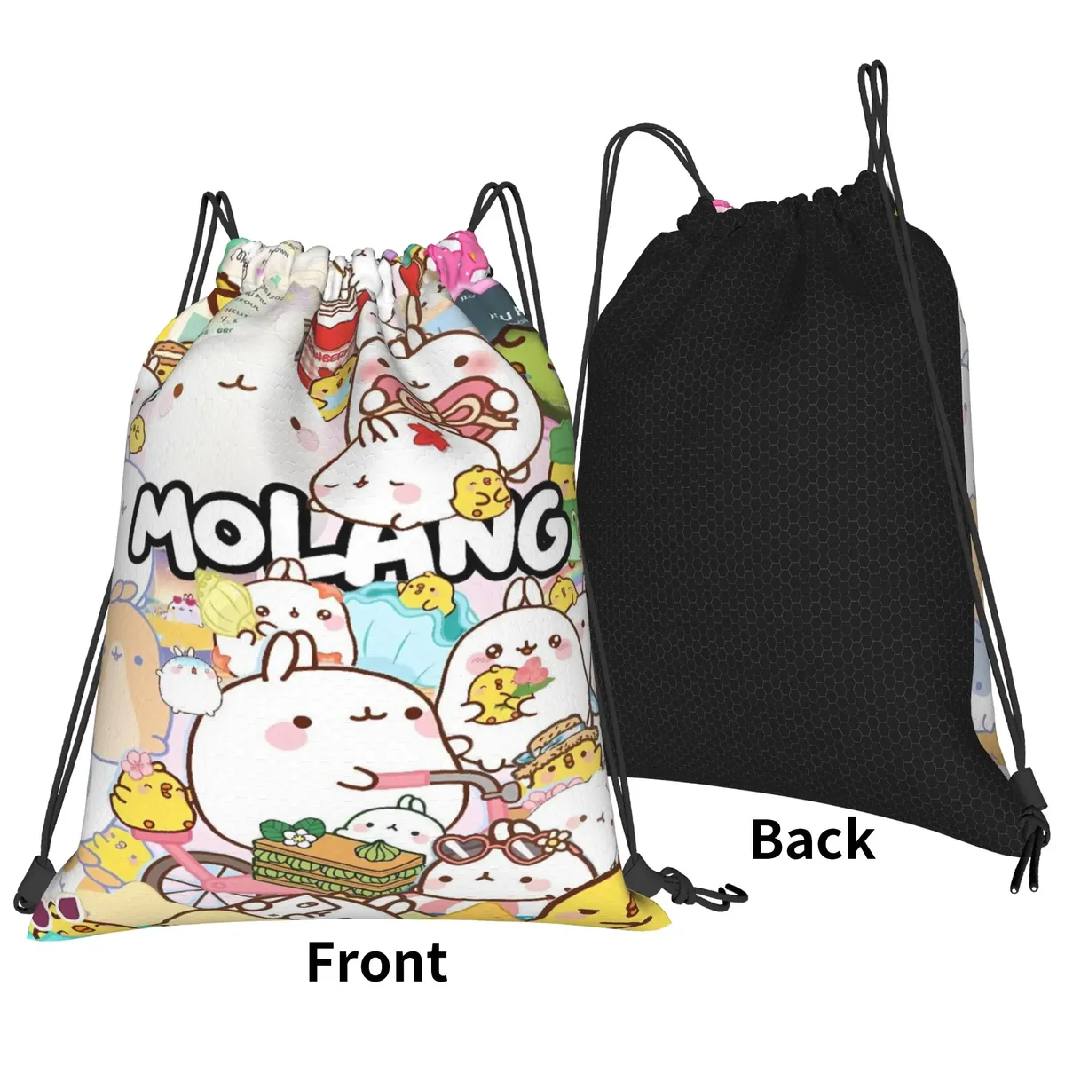 Sac à cordon de serrage Molang Cartoon, sac à dos vintage résistant à l'eau, sac de sport pour femmes
