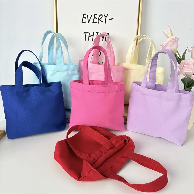 sac fourre-tout coréen en toile, couleur unie simple, sacs de shopping tendance, petits sacs pour le quotidien, sac à main pliable décontracté