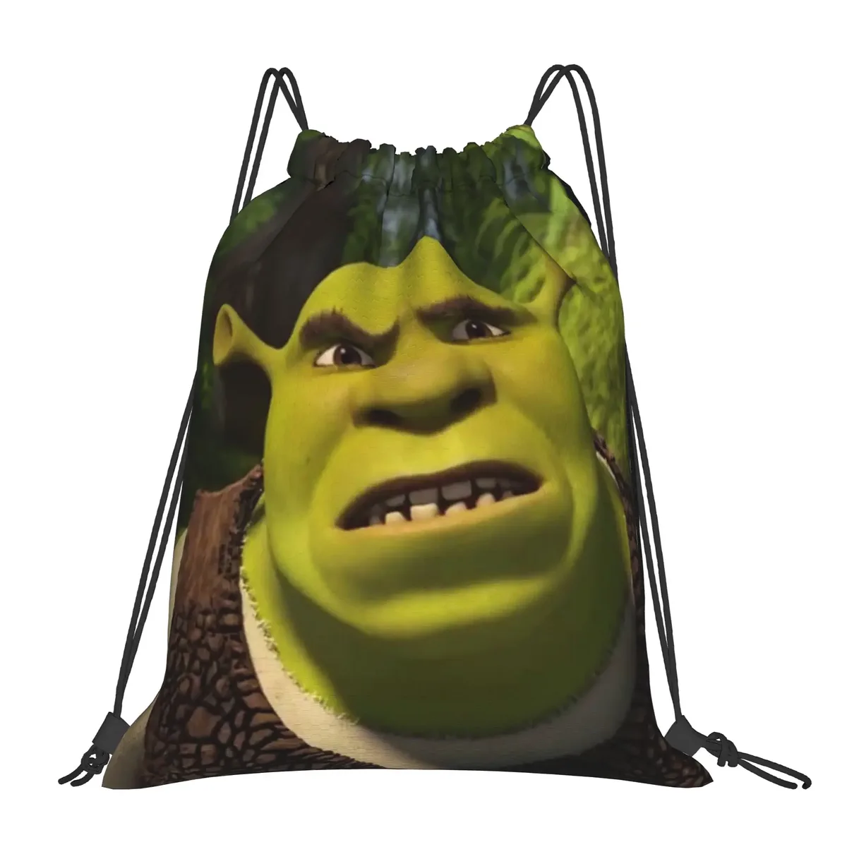 sac à dos à cordon shreks memes, sac de sport résistant à l'eau, sac à cordon avec visage drôle d'anime pour le yoga, 36 cm (largeur) x 43 cm (hauteur)