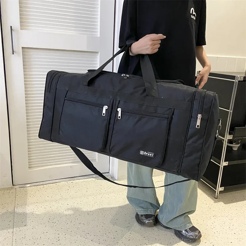 sac polochon de voyage en nylon pour femmes et hommes, sac à bagages à main, fourre-tout de grande capacité pour week-end, sac de sport, pochettes de nuit