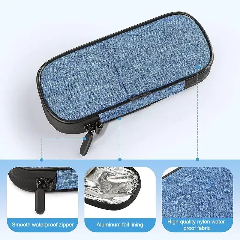 étui isotherme pour insuline avec 2 blocs réfrigérants réutilisables, sac de rangement pour médicaments, solution portable pour les voyages et les activités de plein air