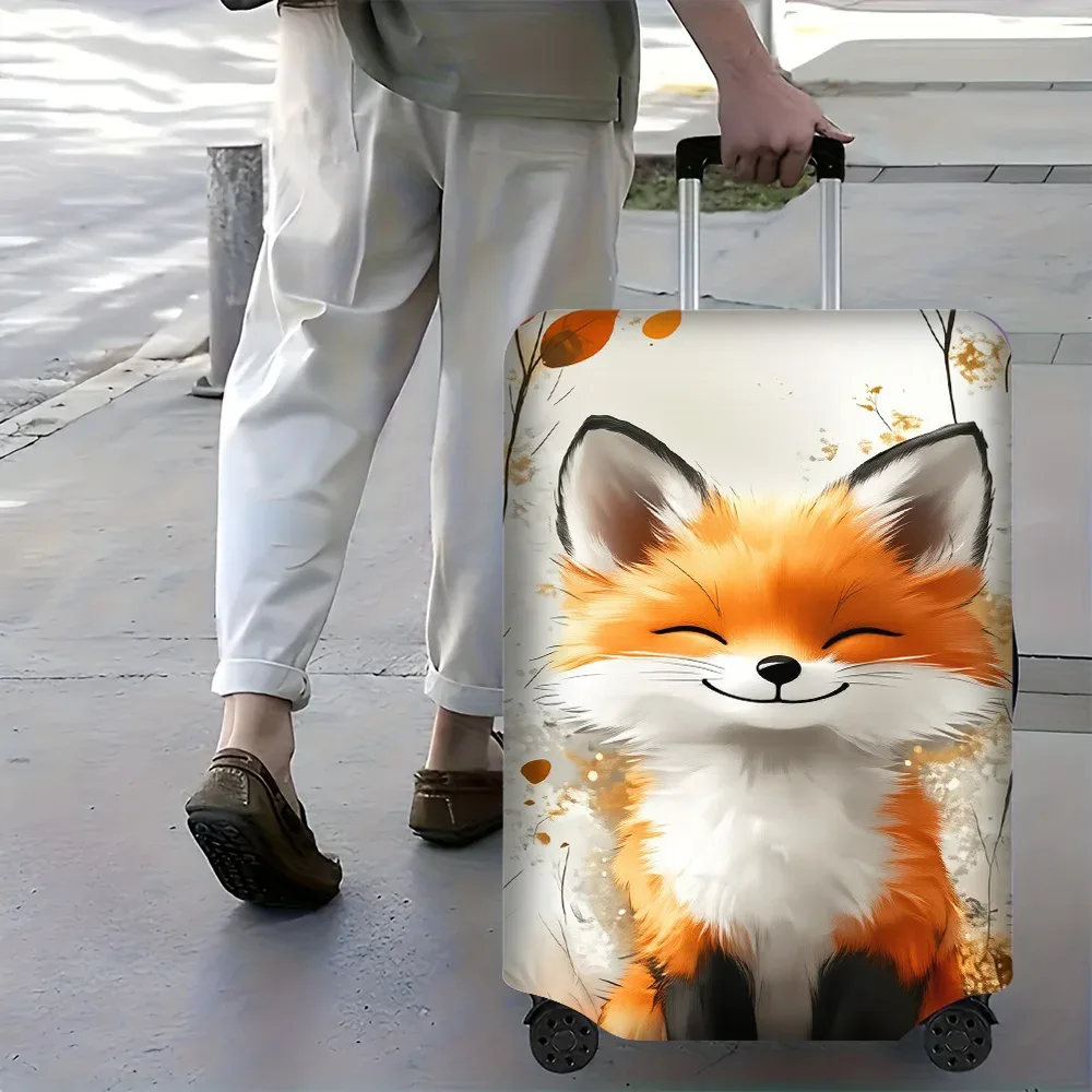 1 housse de bagage avec imprimé renard souriant mignon. s'adapte aux valises de 18 à 32 pouces ; protège efficacement vos bagages.