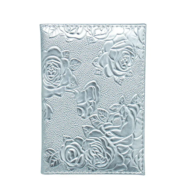 accessoires de voyage housse de passeport fleur de rose porte-passeport en relief housse de carte bancaire portable portefeuille pour femmes et hommes