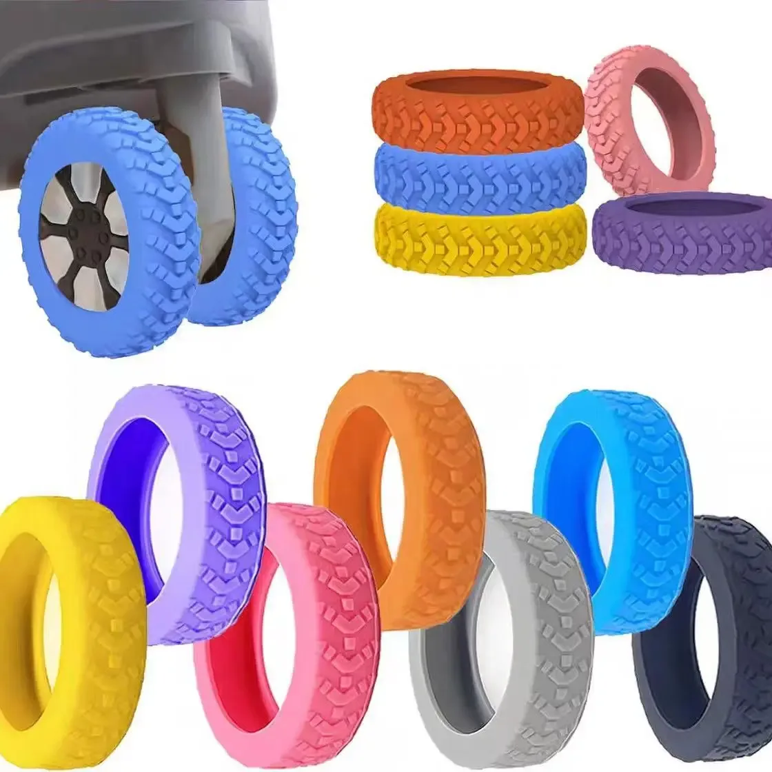 24 protections de roulettes de valise en silicone, réduction du bruit et absorption des chocs