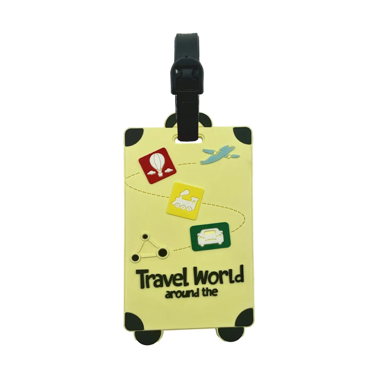 étiquettes de bagage de voyage en silicone – porte-badge et carte d'identité, anti-contrefaçon, accessoires d'avion de couleur unie
