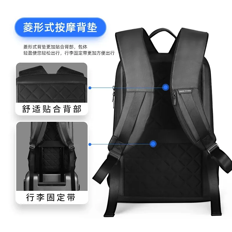 sac à dos mark ryyden super fin et léger pour ordinateur portable, sac d'affaires pour homme, pour ordinateur portable 15,6 pouces, sac à dos tendance pour l'école