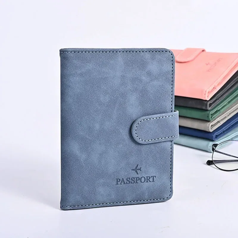 étui porte-passeport en cuir étanche avec porte-cartes de crédit, housse de voyage mignonne pour femme/homme avec boucle