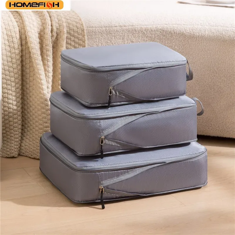 homefish 3 pièces/ensemble sac de rangement de voyage compressible multifonctionnel, sac de voyage imperméable, organisateur de bagages portable