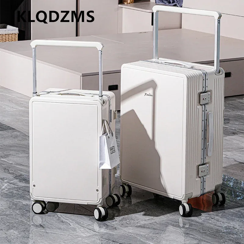 klqdzms valise à fermeture éclair pour femme, valise à roulettes avec cadre en aluminium pour homme, bagages de voyage de grande capacité de 20, 24, 26 et 28 pouces