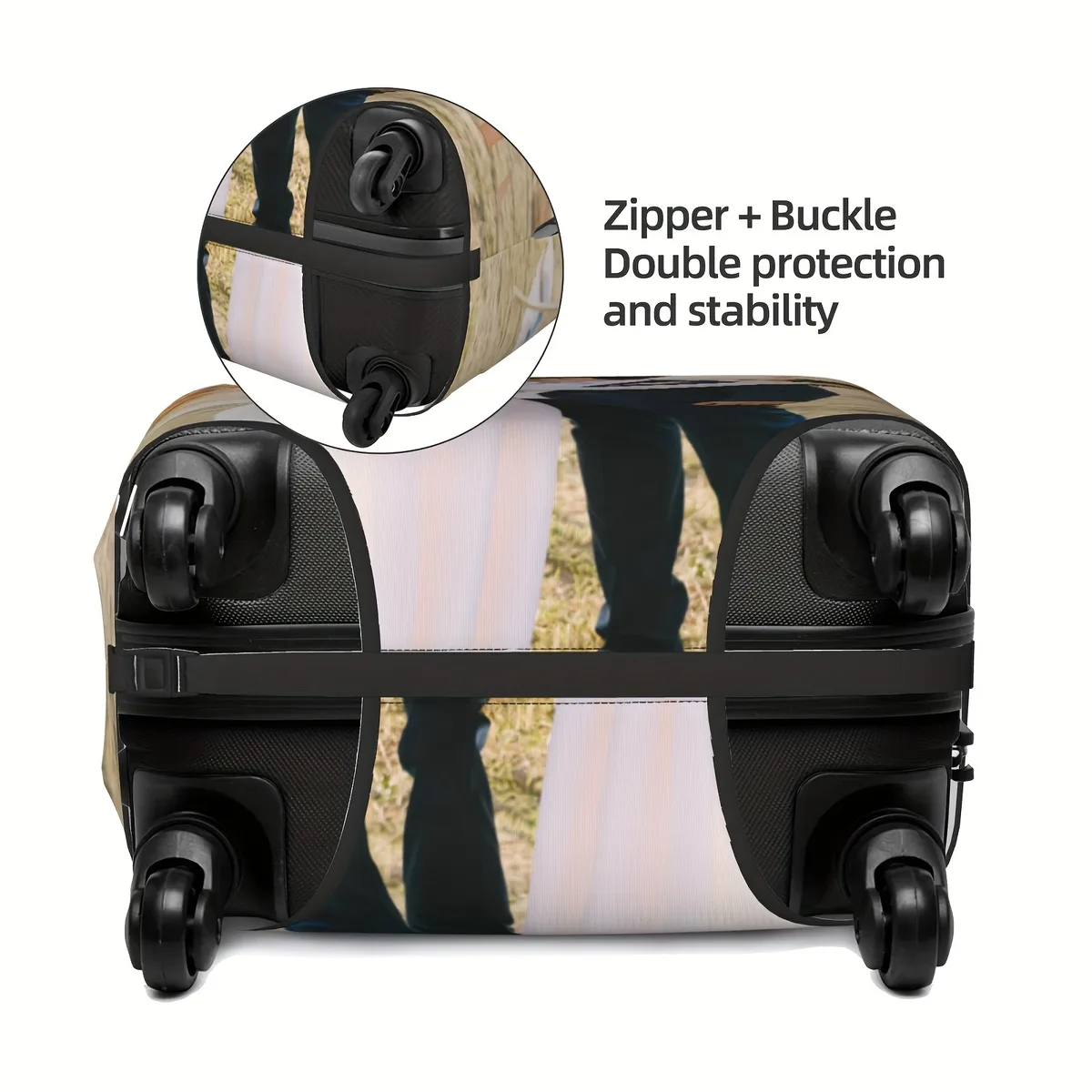 valise personnalisable avec photo et texte personnalisés, impression recto-verso, polyester élastique, protection de valise lavable