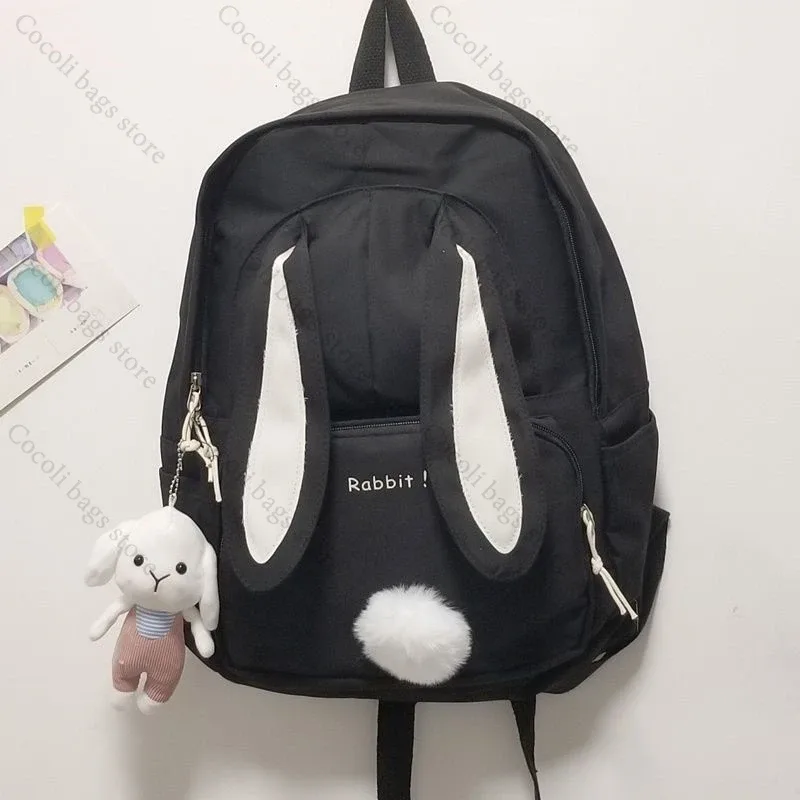 sac à dos oreilles de lapin kawaii pour filles, sac à dos d'école mignon pour filles, sac à dos à usage quotidien en nylon pour la rentrée scolaire